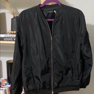 Black thin lightweight bomber jacket